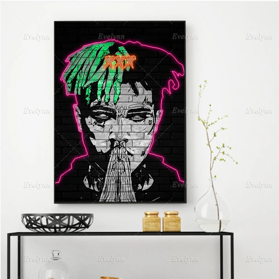 

Xxxtentacion Neon Light Nordic Posters And Prints Abstract Wall Art Canvas Painting Home Decor Modular Picture For Living Room