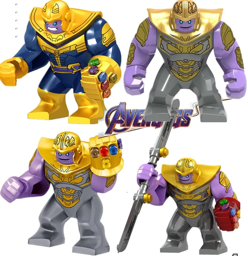 10 шт. большие блоки Marvel War машина Железный человек Черная пантера танос