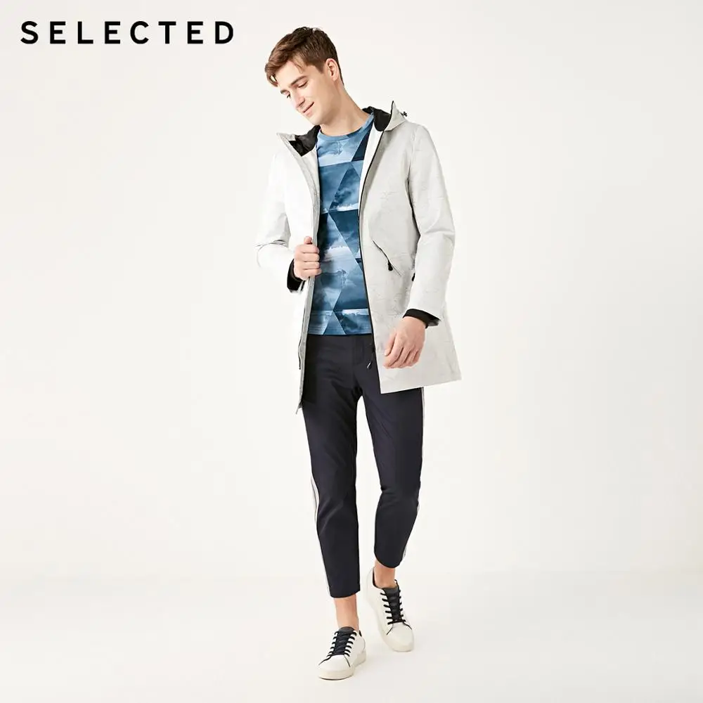 Мужское пальто средней и длинной длины с капюшоном мраморным узором | Мужская