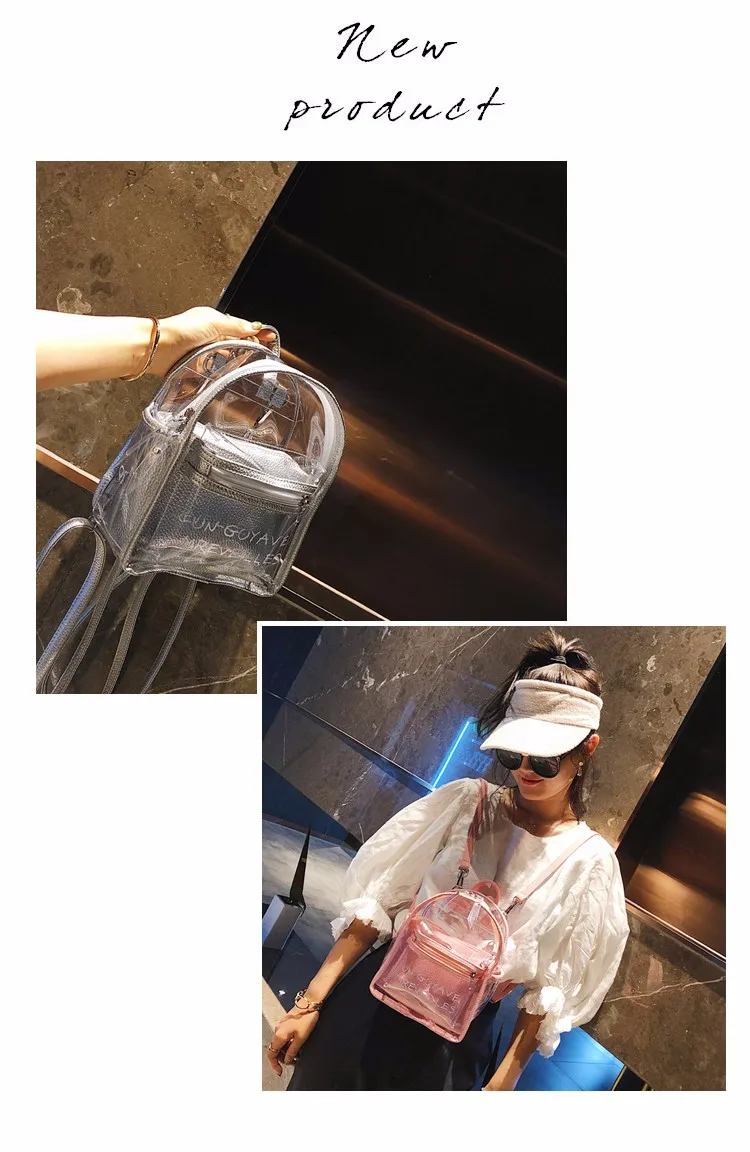 Women Transparent Jelly Small Backpacks Girls Mini Clear Backpack Fashion Letter Back Pack Teenage Girls Fashion Bookbag
