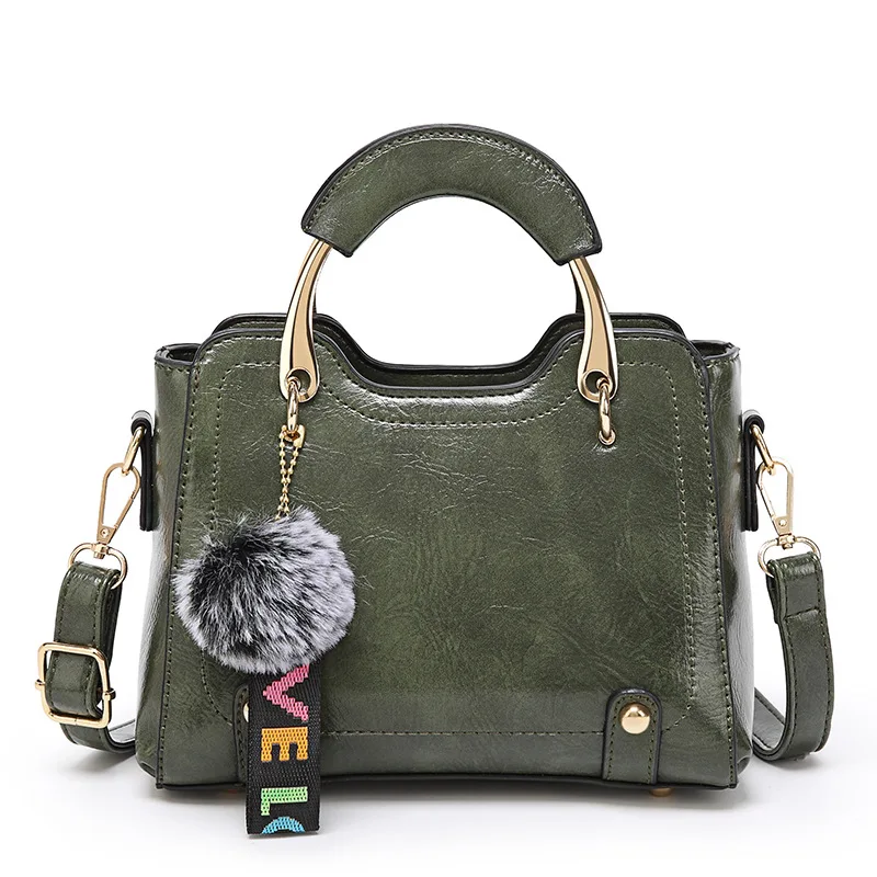 

2020 New European and American Popular Classic Oil Wax Leather Handbag