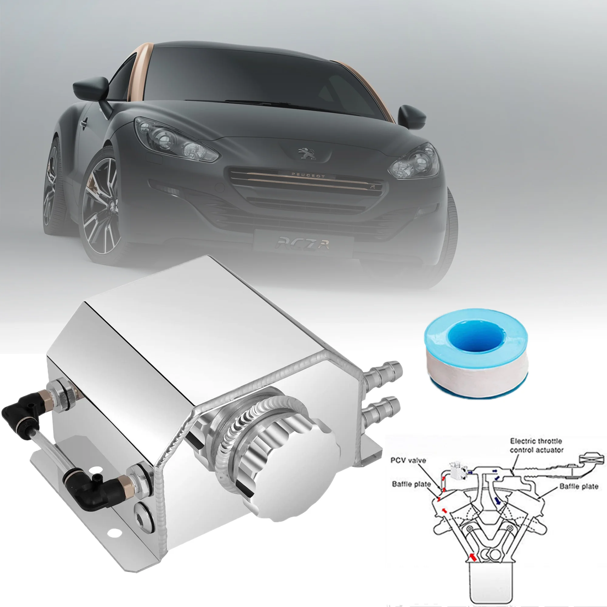 

Universal 1L Alloy Aluminium Engine Oil Catch Can Breather Tank