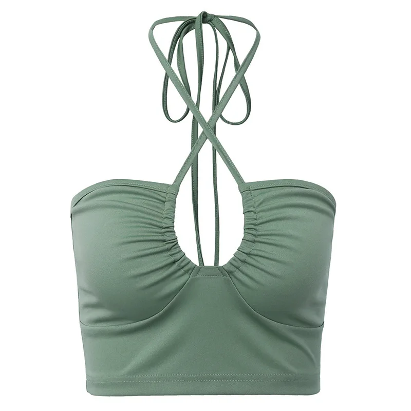 

FAKUNTN Woman T-Shirt Crop Tops Woman Clothing Female Casual Vintage Sexy Backless Cropped Tops Sleeveless T-Shirt Streetwear