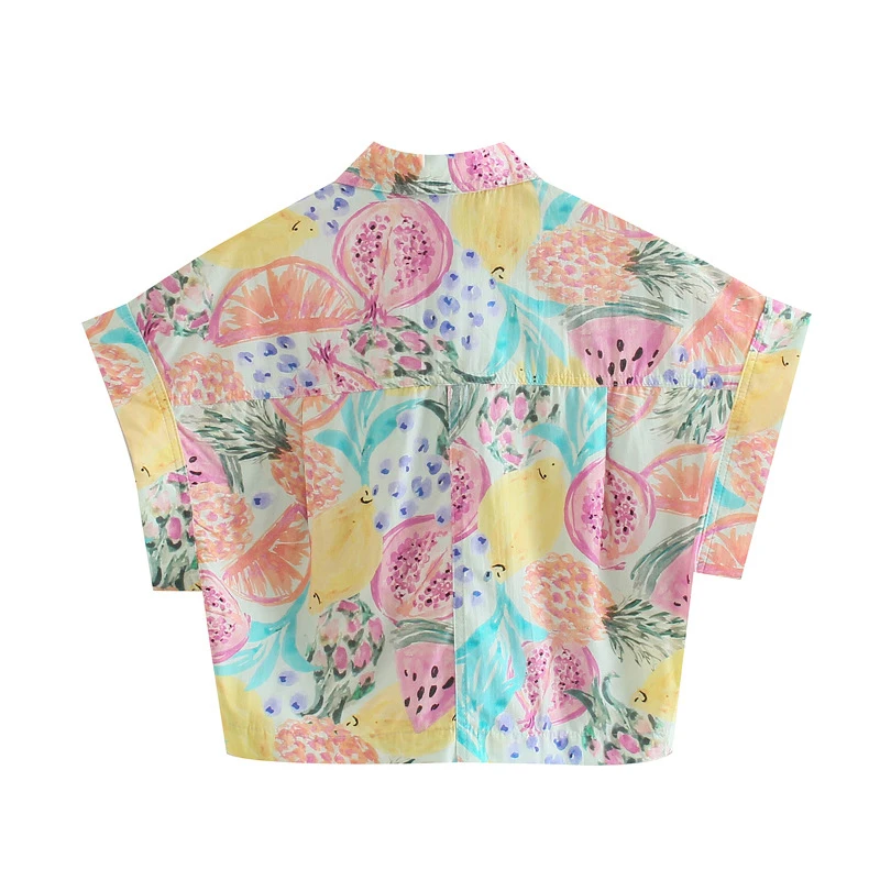 

HWLZLTZHT 2021 Summer Print Women's Shirt Short Sleeve Blouses Buttons Top Turn-down Collar Ladies Blouse Short Plus Size Tops