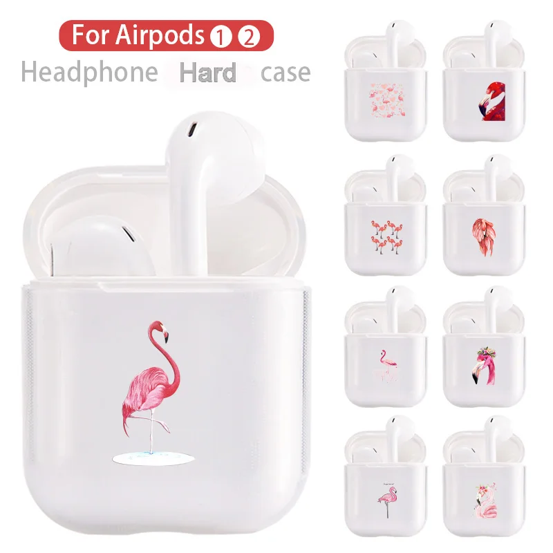 Прозрачный симпатичный мультяшный фламинго для Apple Airpods 1/2 чехол прозрачный