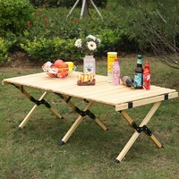 camping folding wood table portable foldable outdoor picnic tablecake roll wooden table picnic camp travelgarden bbq