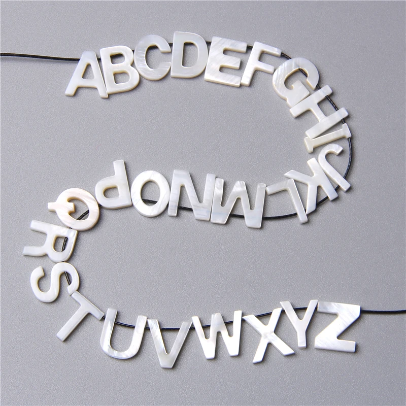 

26PCS Capital Letter White Natural Mother Of Pearl Shell Beads Charm Pendant For Women Diy Necklace Jewelry Making Accessories