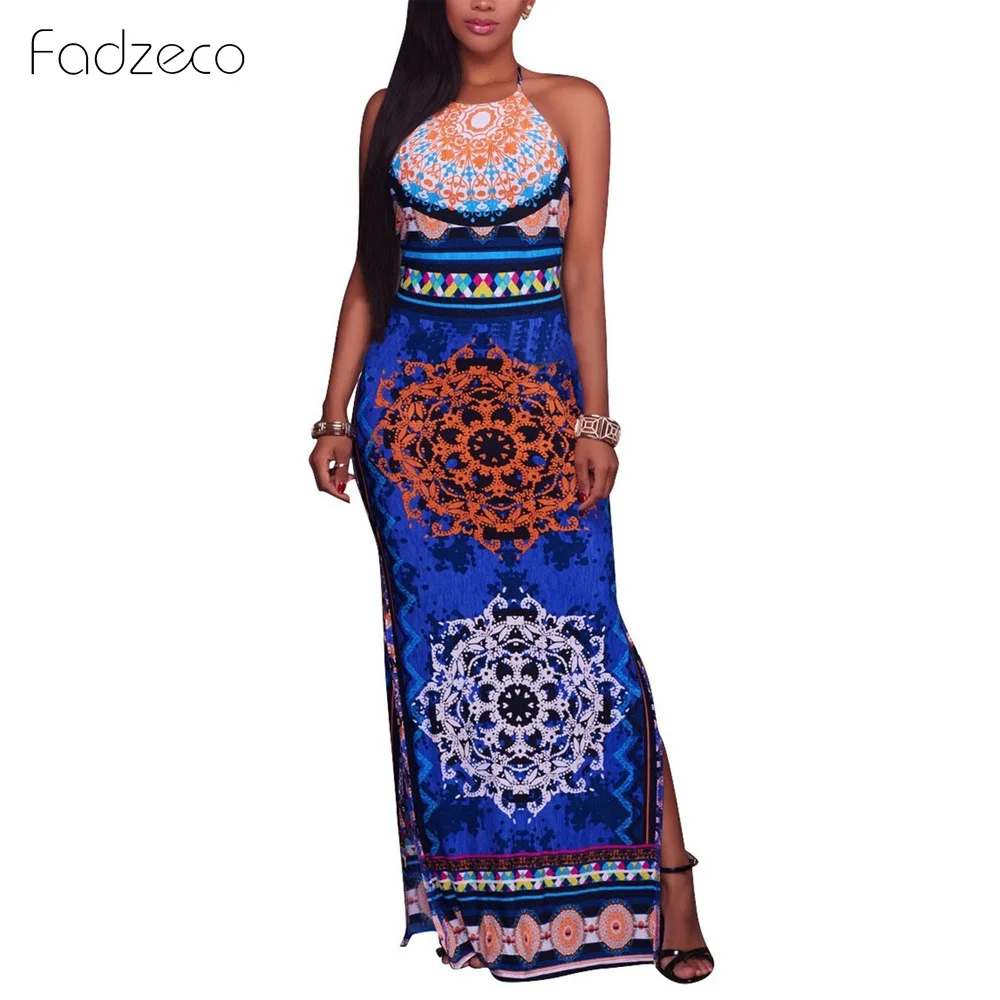 Fadzeco 2019 Новое Африканское платье для женщин стильные боковые разрезы Макси