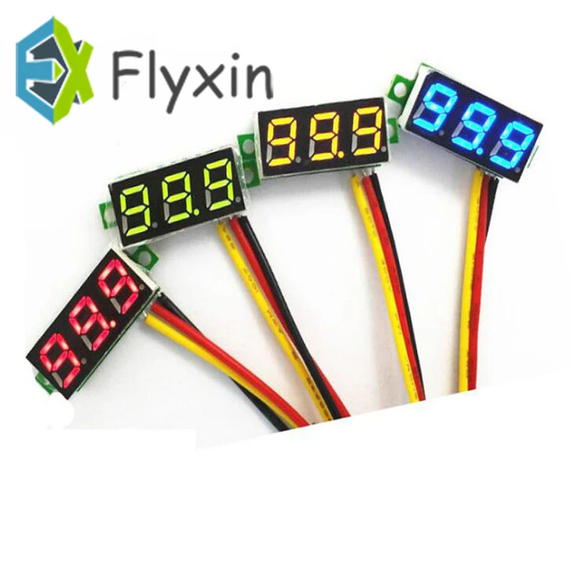 Маленький цифровой вольтметр 0 28 дюйма три провода светодиодный 30 в 50 100