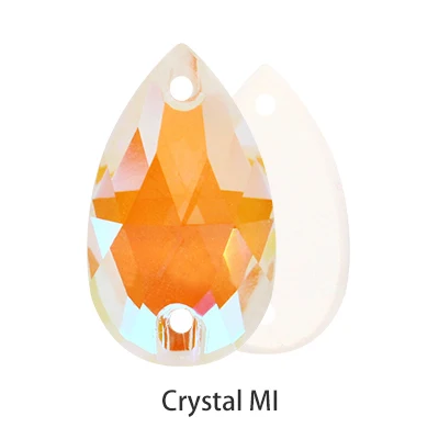 Crystal MI Сияющие мерцающие мокко флуоресцентные капли слеза стекло пришивные стразы с плоской задней частью Стразы хрустальные пуговицы для шитья одежды ремесла - Цвет: Crystal MI