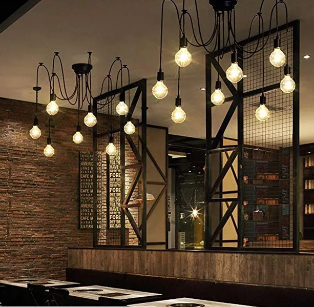 26 E Black Edison Bulbs Decorative Steel Material Pendent Light Bed Room Lighting Lustre Pendente lamparas de techo colgante | Лампы и