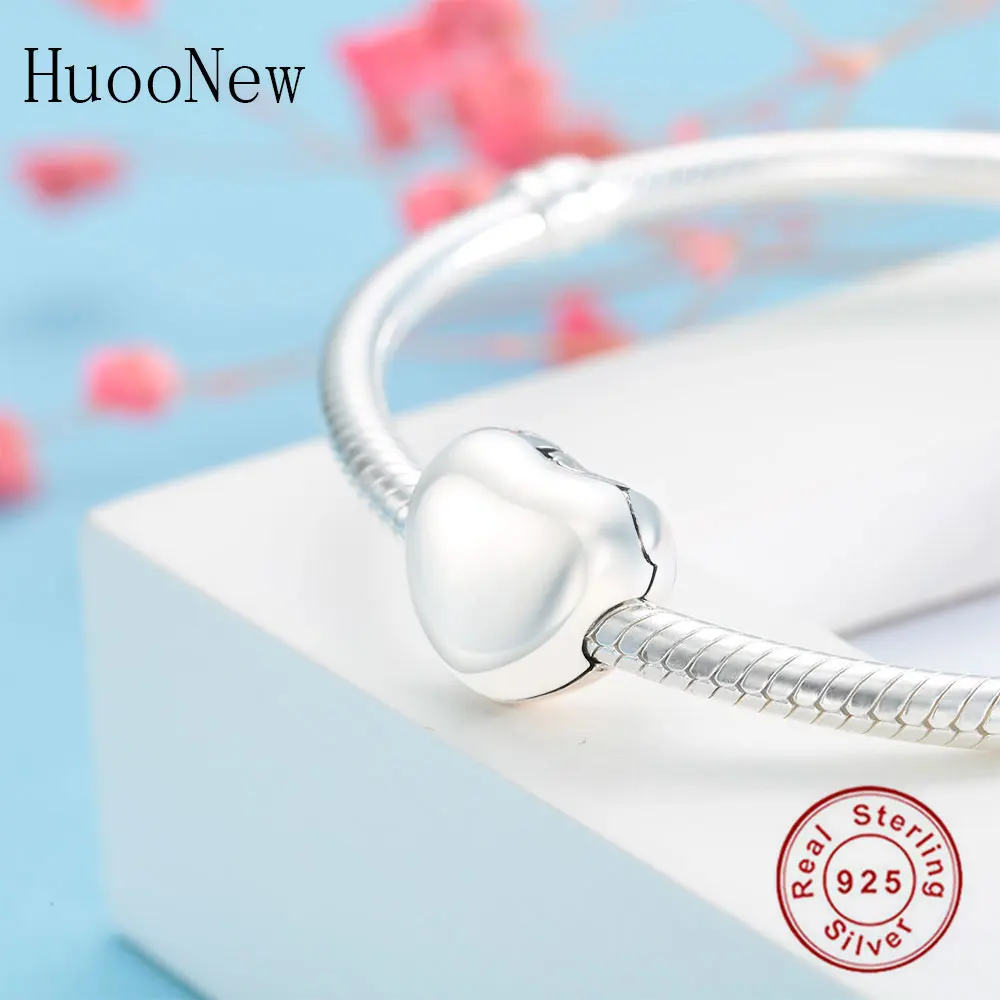 Чистый белый Любовь Сердце Клип Пробка Шарм Fit оригинальные Подвески Браслет