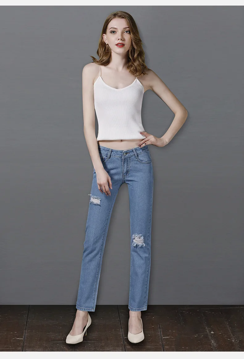 Джинсы женские большого размера повседневные Длинные|Прямые джинсы| |