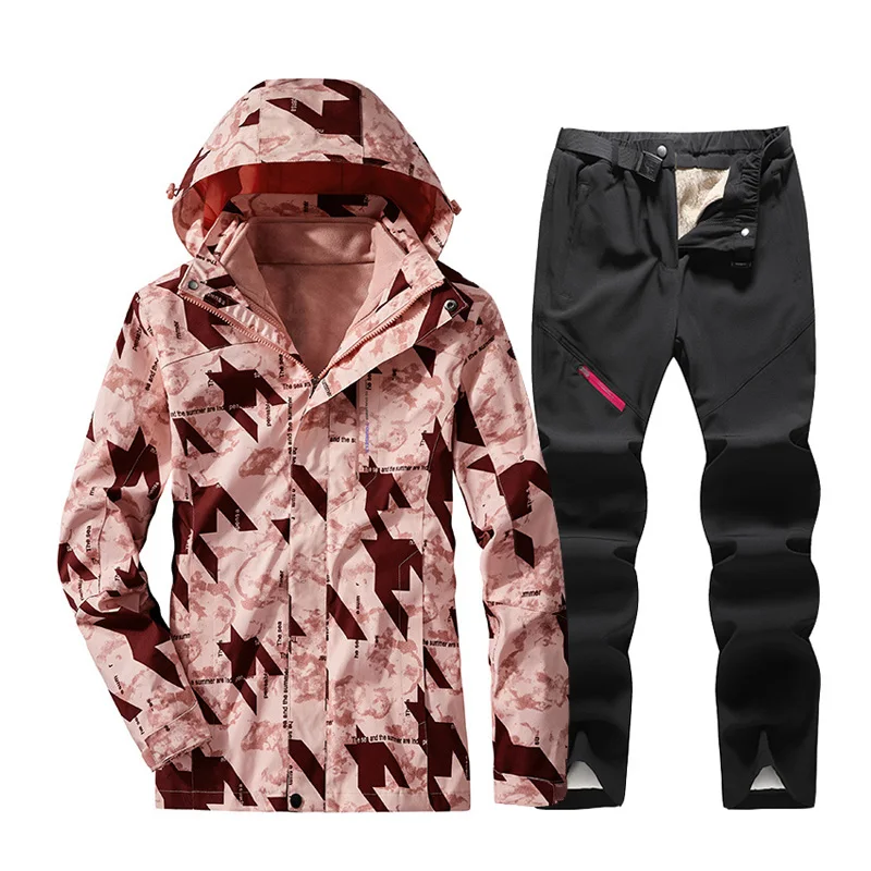 

Женский лыжный костюм, зимняя уличная Водонепроницаемая Лыжная куртка и штаны, ветрозащитные теплые брюки для снега, брендовые комплекты д...