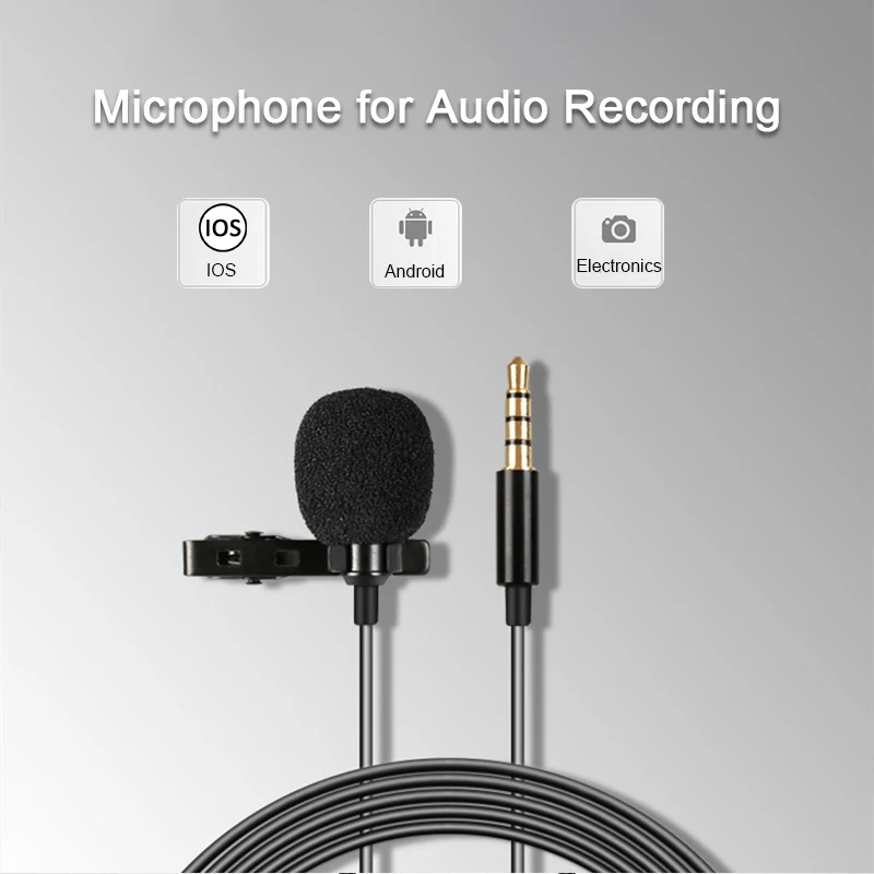 

2-In-1 Live Recording Monitoring Omni-Directional Clip Microphone Karaoke Interview Recording Portable Microphone