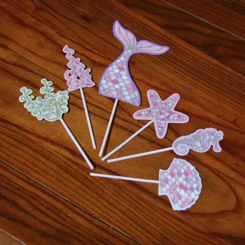 1 комплект Русалка морская звезда блестящий Топпер для торта украшения на день