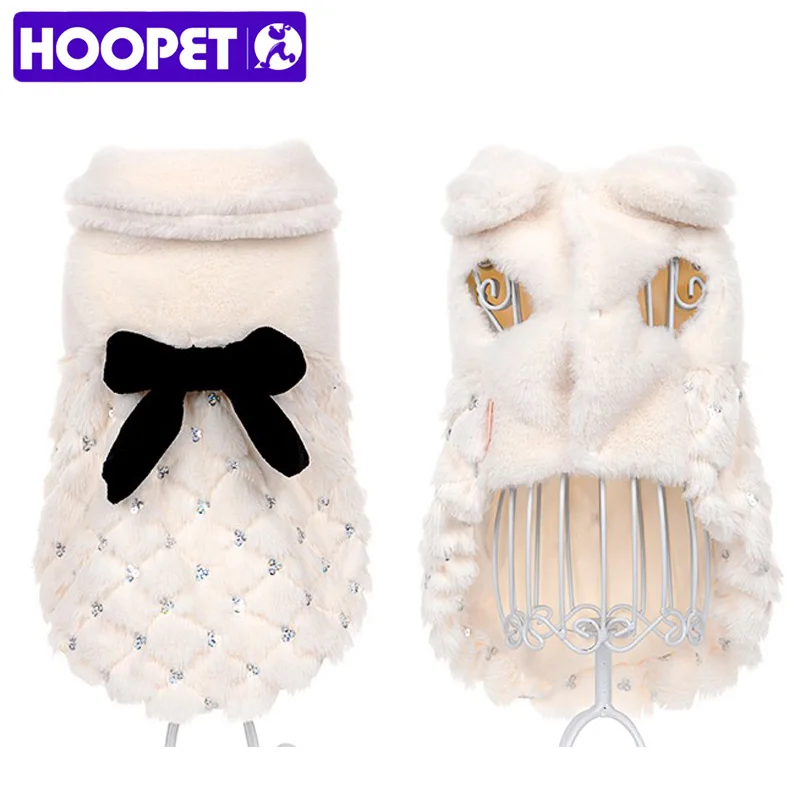 HOOPET Pet Clothes Elegant Luxury Fur Winter Overcoat Small Dog Cat Bowknot Chihuahua|pet clothes|cat clothessmall dog |