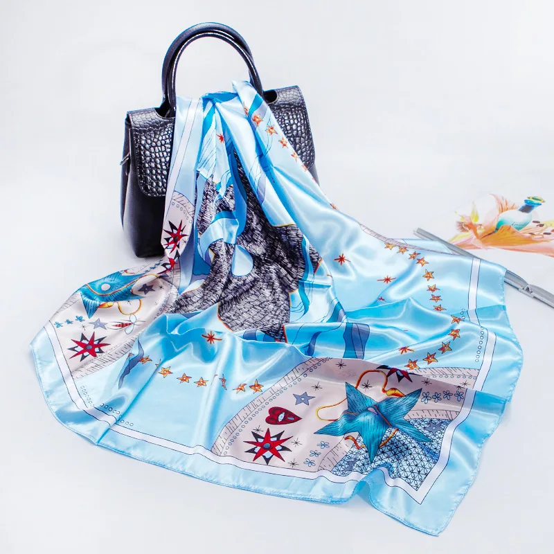 

Silk Scarf Women Shawls Wraps Fashion Small Hair Neck Hijabs Foulard Scarves Female Lady bufanda seda mujer echarpe ete soie