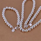 Горячая 925 стерлингового серебра для браслетов и ожерелий, набор украшений для женщин тонкой 10 мм бусины ручной работы свадебные вечерние праздничные подарки