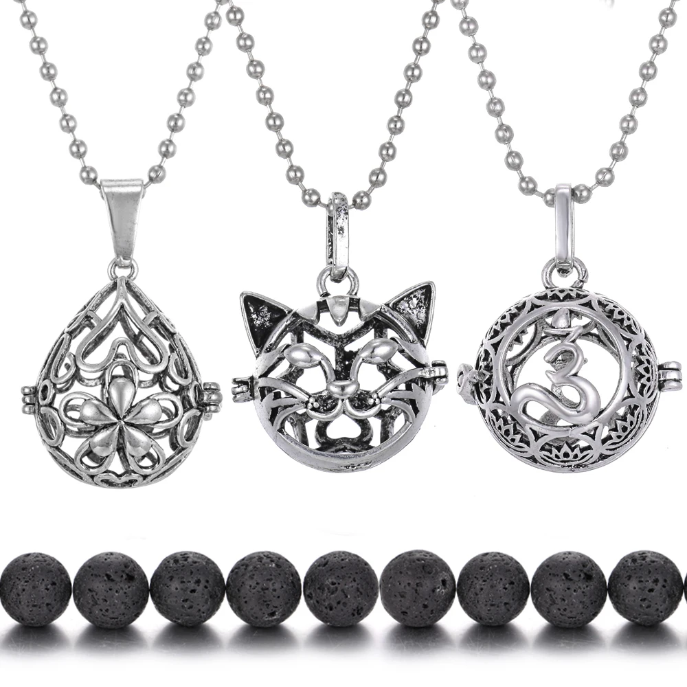 Ожерелье с ароматерапией и котом из дерева жизни Ароматический диффузор