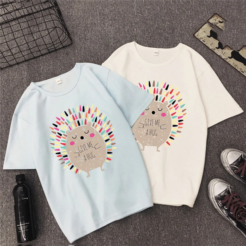 Женская футболка с милым принтом модная женская Повседневная Блузка коротким
