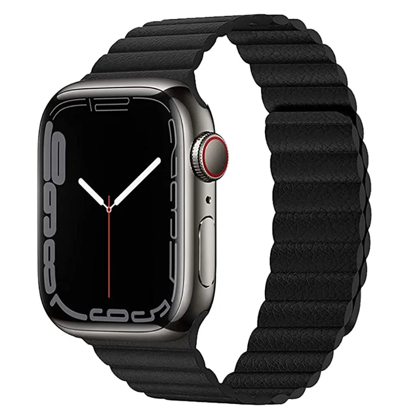

Кожаная Петля для Apple Watch band 44 мм 40 мм 45 мм 41 мм 38 мм 42 мм, аксессуары для магнитного браслета iWatch Series 3 4 5 se 6 7, ремешок