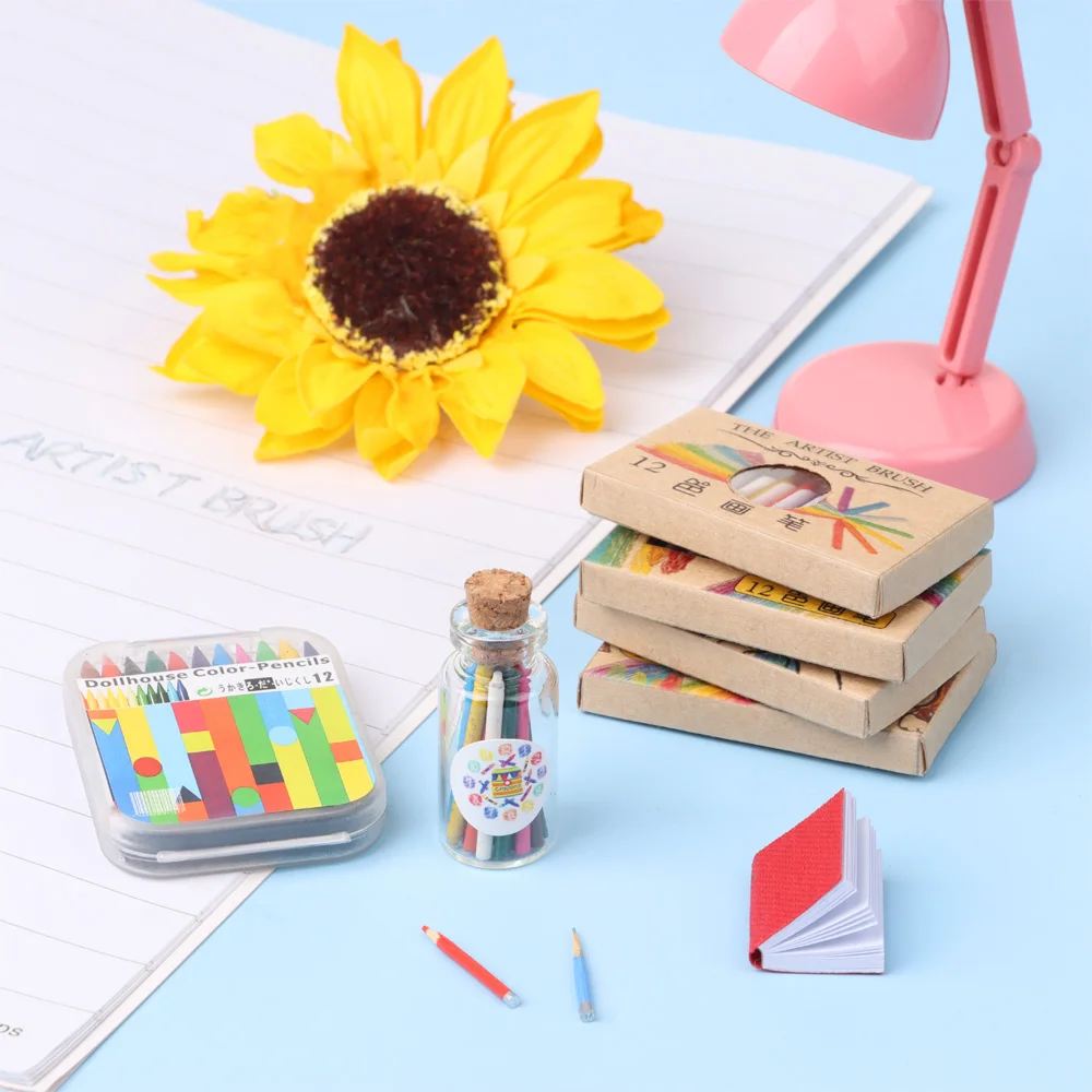 1Set Miniature Crayon Color Pencil Scene Model Doll Colorful Mini Dollhouse Decoration Kids Toys Dolls Accessories - купить по