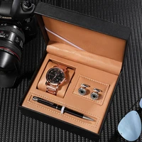 relojes hombre men watch quartz set business sport watches luxury waterproof date wrist watch and cufflinks pen gifts for men