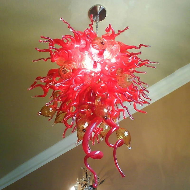 

Modern Blown Glass Chandelier Light Red Amber LED Decorative Hanging Lamp for Home Hotel Living Room Dining Room Kitchen