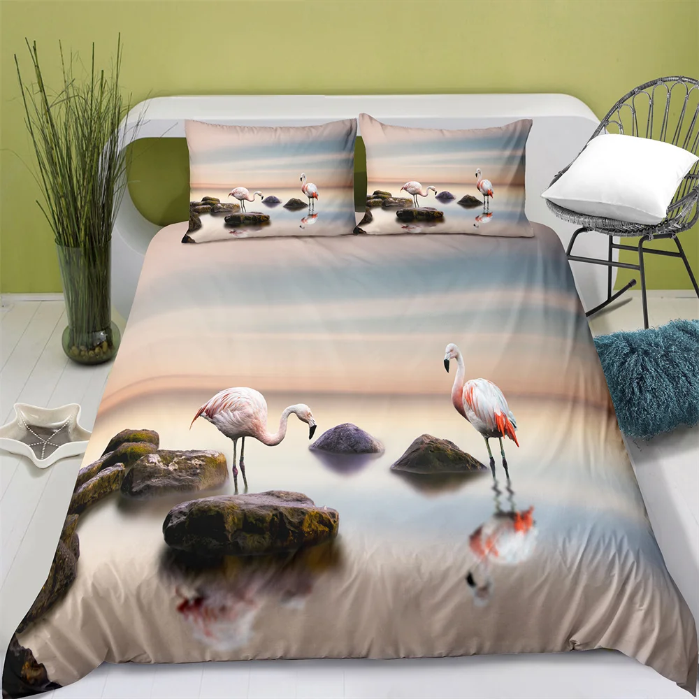 

Комплект постельного белья с принтом фламинго, 2/3 шт.