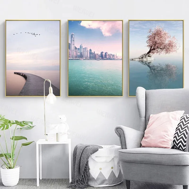

Nordic Decoration Home Wall Art Picture Minimalist Romantic Sea Landscape Posters and Prints Unframed Canvas Painting