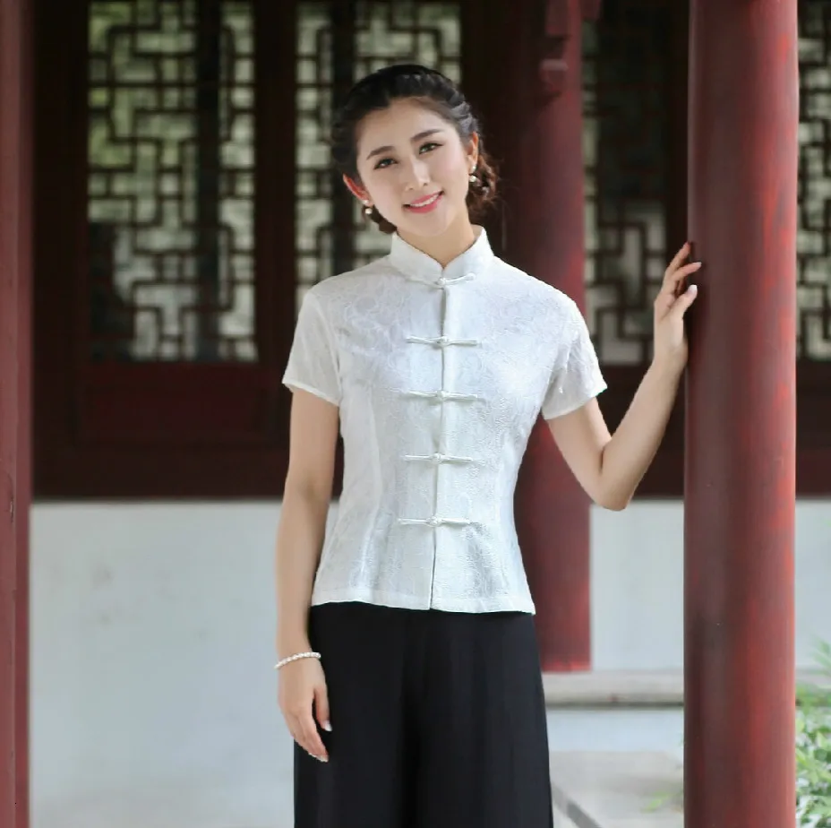 Женские ботинки в традиционном китайском стиле топ с воротником мандарин для Qipao