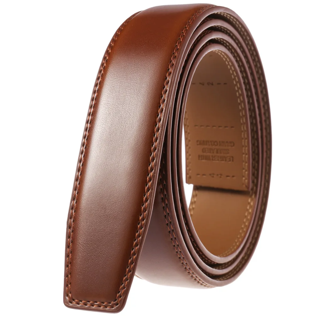 3.5cm New Luxury No Buckle Belt Brand Belt Men High Quality Male Genuine Real Leather Strap ForJeans Men's Belt Designer