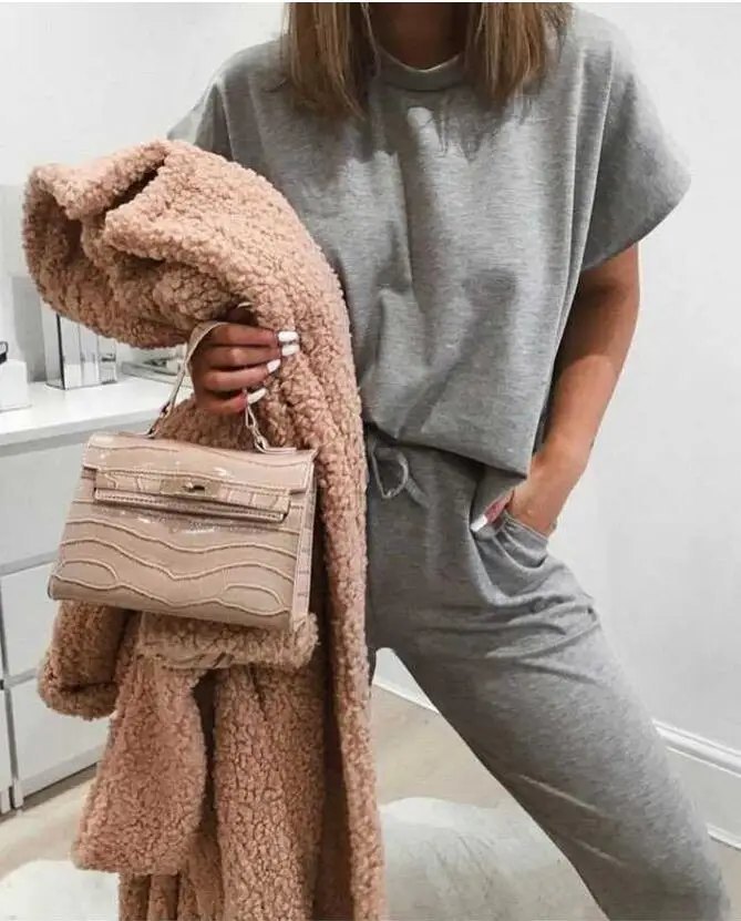 Женская Шуба из меха ягненка розовая удлиненная шуба искусственного с отложным