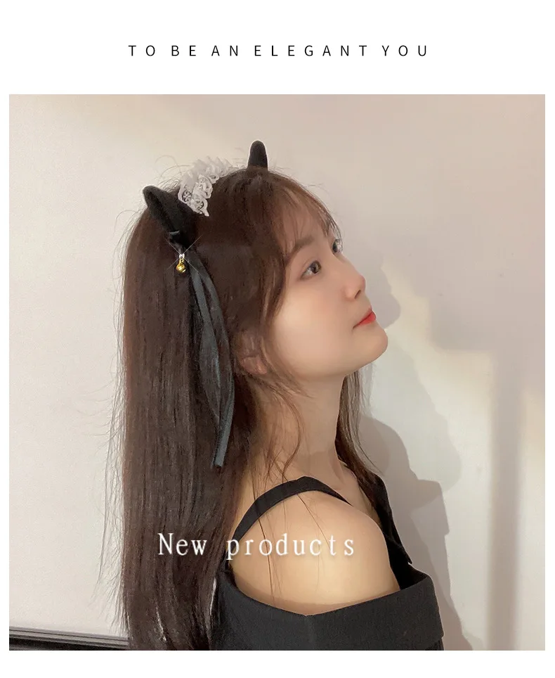 

Anime Maid Cat Ear Hair Band Black Tassel Bell Cat Ear Clip Cute Sexy Cosplay Hair Clip