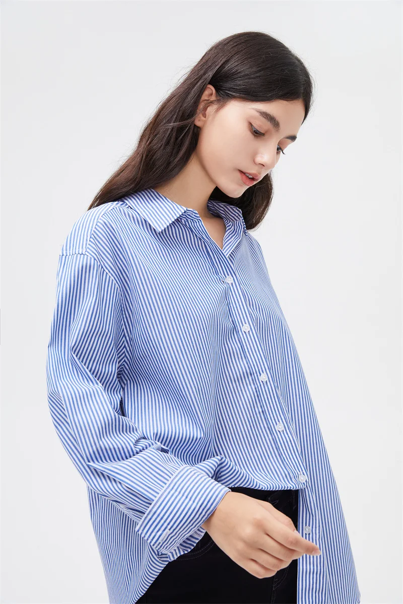 Женская свободная рубашка на пуговицах повседневная Рабочая блузка большого