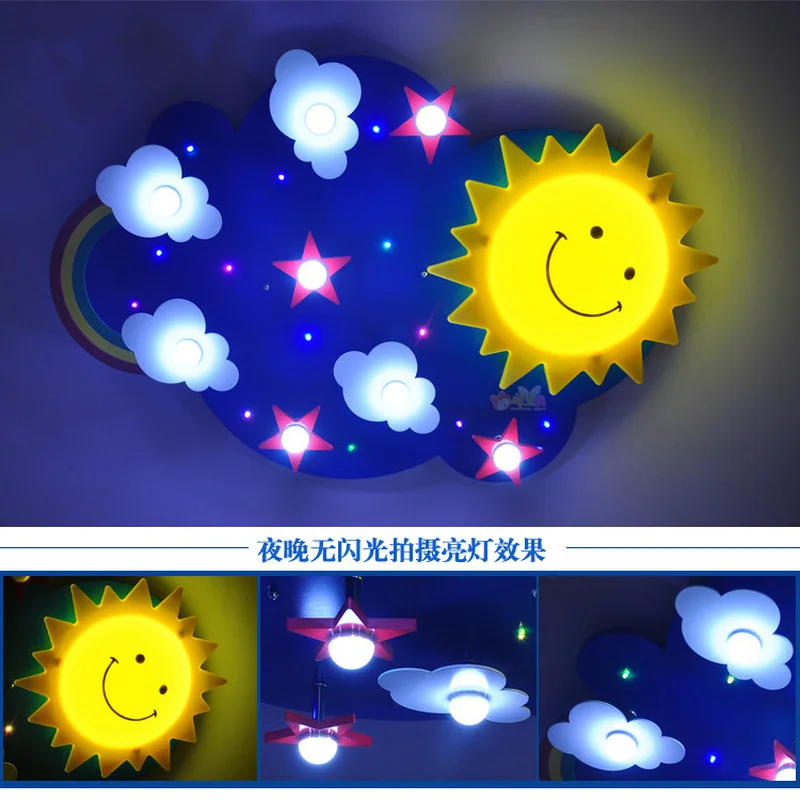 Детская Спальня Мультфильм светодиодный потолочный светильник украшение солнца