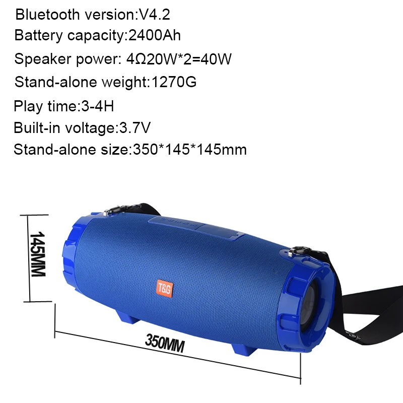 Уличный портативный bluetooth-динамик TG526 40 Вт с FM-радио USB динамик высокая мощность