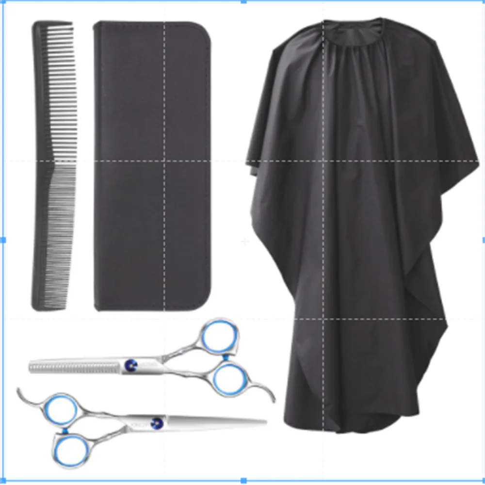 

5-Pcs Professional Haircut styling set 6-inch Japanese Thinning Scissors Salon Hairdressing Scissors Waterproof Cloth Cloak Set
