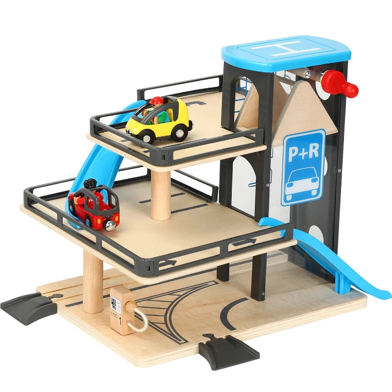 

Wooden Train Tracks Railway Toys Compatible for Thom Car Parking Lot Racing Tracks Rail Car Toys for Children Gifts