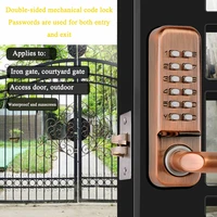 LSTABAN Double-sided Long Handle Keyless Mechanical Password Lock Home Office Garden Courtyard Wooden Iron Door Safety Lock