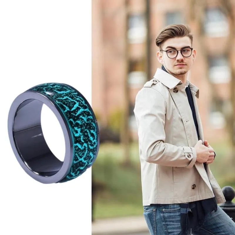 Светящееся кольцо для мужчин женщин градиентные световой трещины смолы