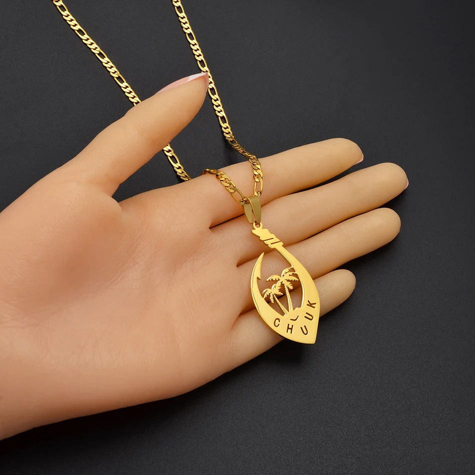 Подвеска и ожерелье Anniyo с кокосовым пальмом микронезией Чуук для женщин мужчин