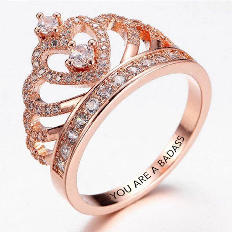 

Trendy Crown Inlaid With Crystal Zircon Rings For Women Engagement Wedding Party Jewelry Female Ring Accessories Size 6-10