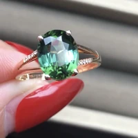 18k gold inlaid natural green tourmaline womens ring leading the fashion trend womens ring