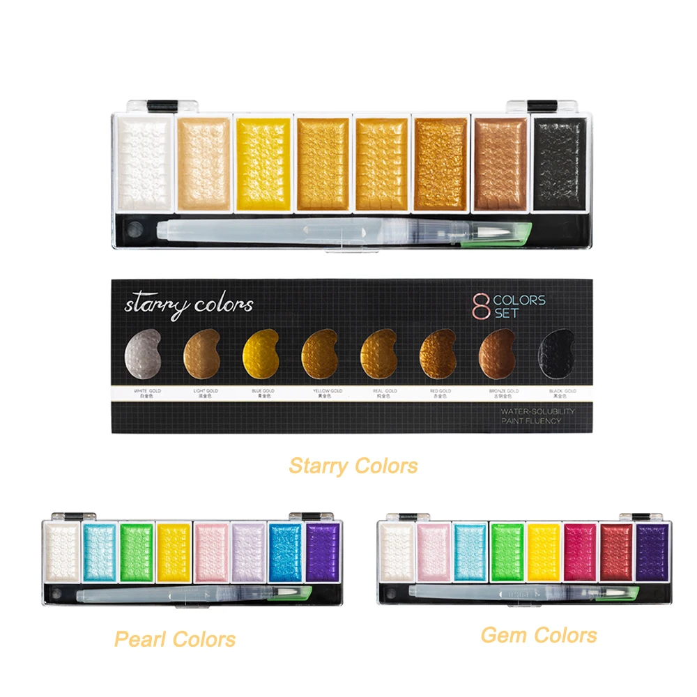 Цвета: металлик золото водная Цветная кисть ручка пигментная краска набор