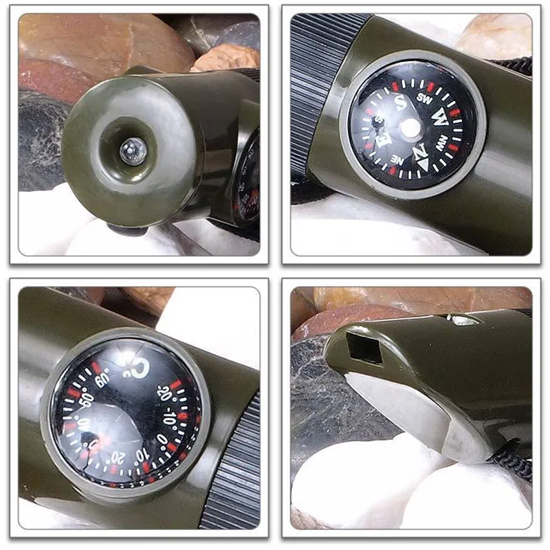 

Compass LED lights 7-in-1 Multi-Purpose Field Survival SOS Whistle In The Wild For Rescue Direction Escape Life-saving Supplies