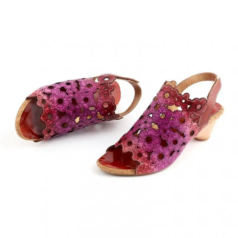 

Johnature Genuine Leather Women Sandals Hook & Loop Mixed Colors Women Shoes 2021 New Summer Retro Sewing Casual Ladies Sandals