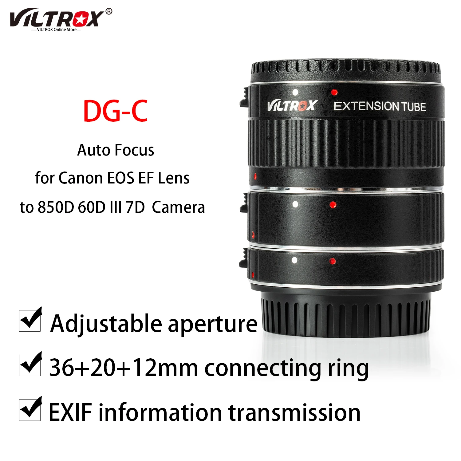 Переходное кольцо для объектива Viltrox DG-C Автофокус AF макро удлинительная трубка