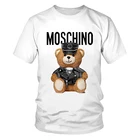 Футболка мужская летняя с коротким рукавом, модная рубашка с мультипликационным принтом медведя Тедди, удобная кофта в стиле хип-хоп с графическим принтом для подростков